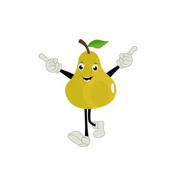 Pear fruit cartoon, set of pear fruit character in different action emoticon Stock Illustration