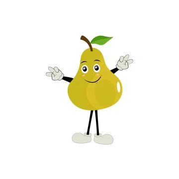 Pear fruit cartoon, set of pear fruit character in different action emoticon Stock Illustration