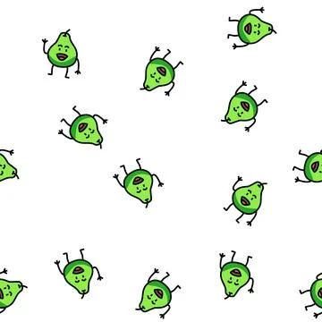 Pear fruit character vector seamless pattern 스톡 일러스트