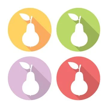 Pear Fruit Flat Icons Set Stock Illustration