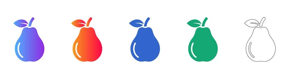 Pear Fruit Illustration Set Stock Illustration