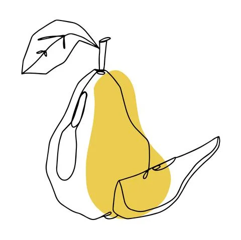 Pear fruit Line art linear monoline outline Stock Illustration
