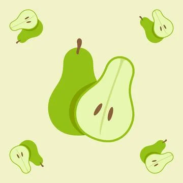 Pear fruit seamless for pattern fabric, simple pear fruit cute repeat in sq.. イラスト素材