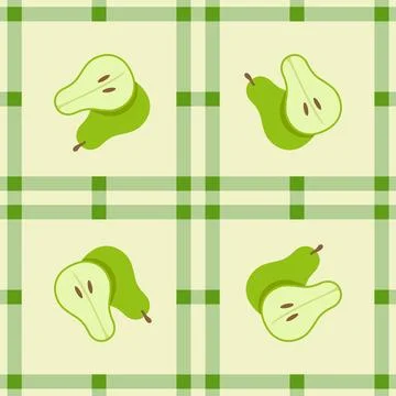 Pear fruit seamless for pattern fabric, simple pear fruit cute repeat in sq.. 스톡 일러스트