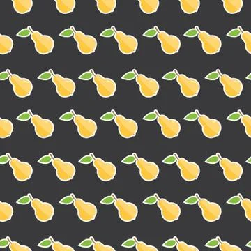 Pear Fruit Seamless Pattern Stock Illustration