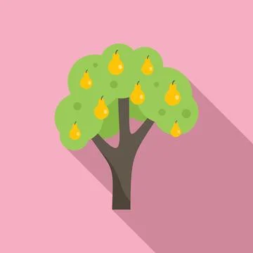 Pear fruit tree icon flat vector. Garden plant Stock Illustration