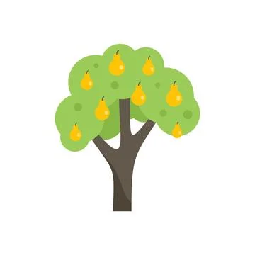 Pear fruit tree icon flat vector. Garden plant Stock Illustration