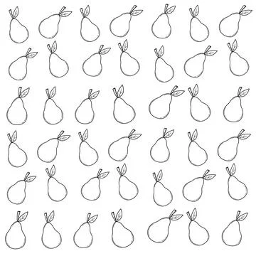 Pear fruit Vector hand drawn illustration. Black and white Pear pattern Stock Illustration