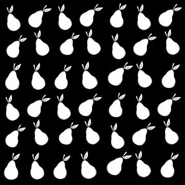 Pear fruit Vector hand drawn illustration. Black and white Pear pattern Stock Illustration