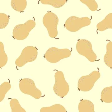 Pear fruit vector seamless pattern Stock Illustration