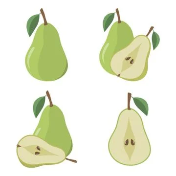 Pear fruit on a white background. Stock Illustration