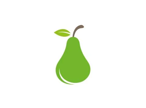 Pear green fruit with leaf logo Design Stock Illustration