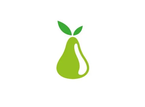 Pear green fruit with leaf for logo design Stock Illustration