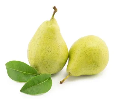Pear with green leaf Stock Photos