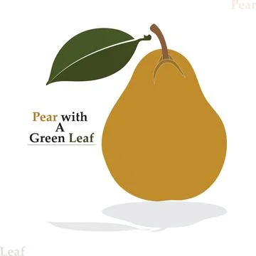 Pear with Green Leaf Vector Illustration on Transparent Background Design Stock Illustration