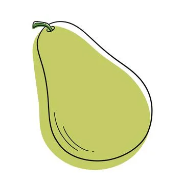 Pear. Green pear vector. Stylized fruits. Organic food products. Fruit vector. Stock Illustration