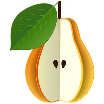 Pear half fruit vector food illustration icon Stock Illustration