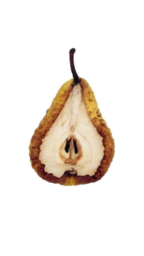 Pear halved drying and dehydrating isolated on white background timelapse Stock Footage 345750527
