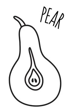 Pear hand drawn with thin line isolated on white background Stock Illustration