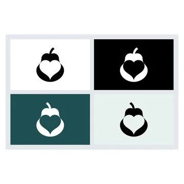 Pear Heart Logo Icon Set Vector Illustration Stock Illustration