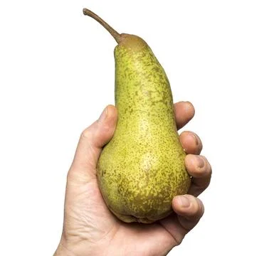 A pear held in one hand a pear held in one hand on a transparent backgroun... Stock Photos