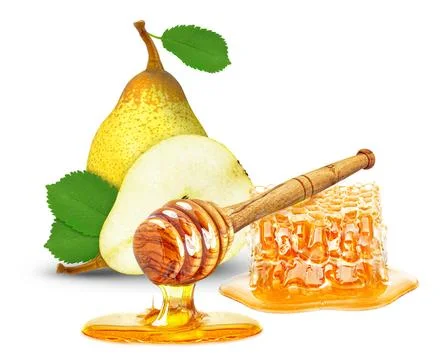 Pear with honey Stock Photos