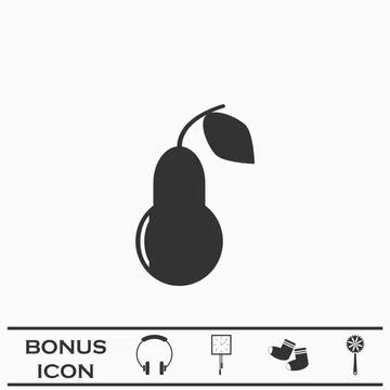 Pear icon flat. Stock Illustration