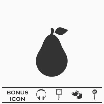 Pear icon flat Stock Illustration