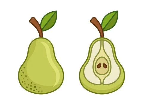 Pear icon in flat style. Fresh fruit vector illustration on isolated backgr.. Stock Illustration