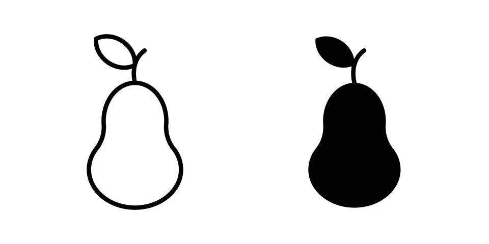 Pear icon silhouette vector set. thin line pack Stock Illustration