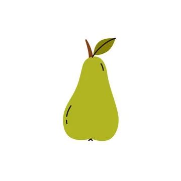 Pear icon vector illustration. Green colorful single fruit. Cartoon flat de.. Stock Illustration