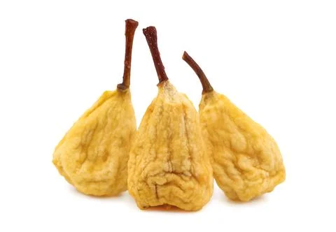 Pear isolate. Pear and dried or withered on a white background. Fruit Stock Photos