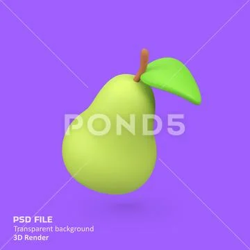 Pear isolated 3d render icon illustration PSD Template