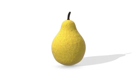 Pear Isolated on a White Floor. Stylized Pear 3D Animation. 4K Stock Footage 310440644