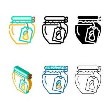 Pear jam color icon vector variants Stock Illustration