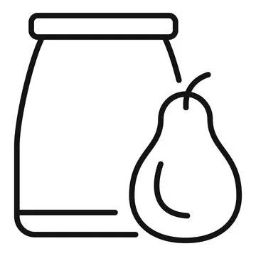 Pear jam making process outline icon representing food preservation 스톡 일러스트