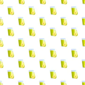 Pear juice in glasses seamless pattern 스톡 일러스트