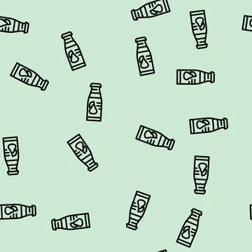 Pear juice line vector seamless pattern Stock Illustration