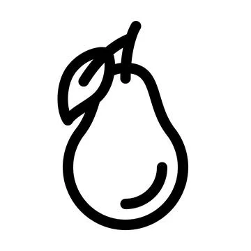 Pear with leaf outline icon. Vector graphics Stock Illustration