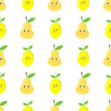 Pear lemon seamless pattern child vector イラスト素材
