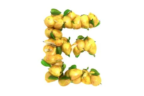 Pear letter E on white background Stock Illustration