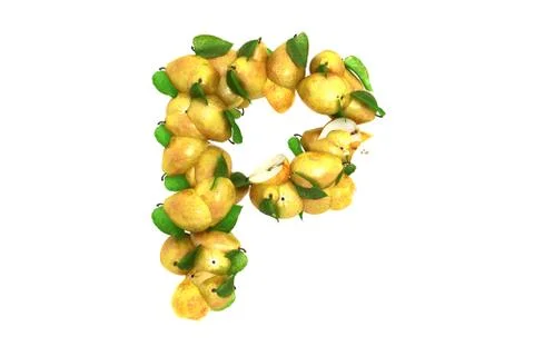 Pear letter P on white background Stock Illustration