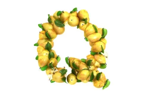 Pear letter Q on white background Stock Illustration