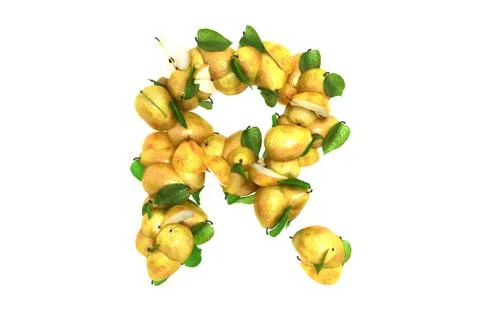 Pear letter R on white background Illustrazione stock