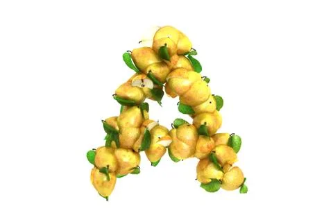 Pear letter A on white background Stock Illustration