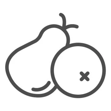 Pear line icon. Two pears illustration isolated on white. Healthy pears fruits Stock Illustration