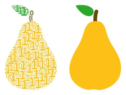 Pear Mosaic of Binary Digits Stock Illustration