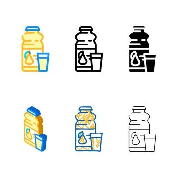 Pear nectar color icon vector pack Stock Illustration