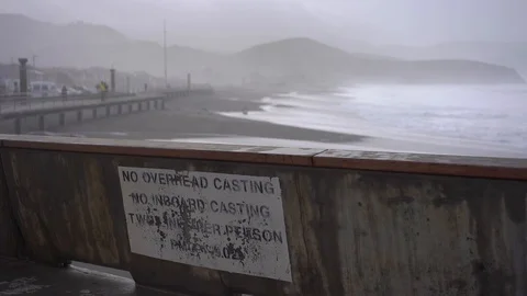 Pear. NO Overhead Casting Caution Sign. Slow motion. 스톡 동영상 112954252