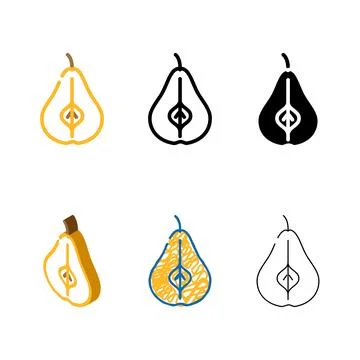 Pear one cut color icon vector designs Stock Illustration